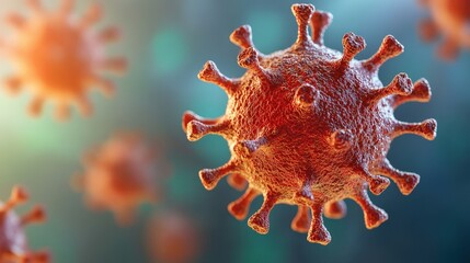 Covid-19 virus particles global health crisis scientific illustration digital art close-up microbiology concept