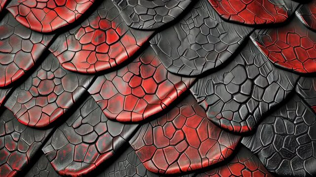 Bold red and black snake skin pattern for dynamic interiors, Ai Generated.