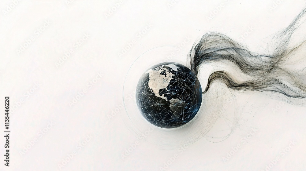Aufkleber futuristic earth connection with techno lines and dynamic flow