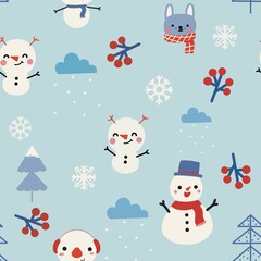 christmas background with snowman