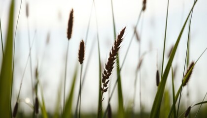 Whispers of Dawn Natures Tranquil Embrace with Tall Grass Swaying Under the Gentle Glow of Morning Light