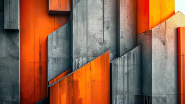 Vertical abstract background featuring orange and grey geometric textures. Modern elegance unfolds, Ai Generated.