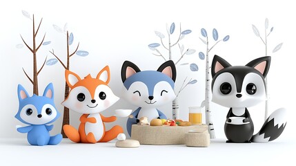 Joyful animal picnic