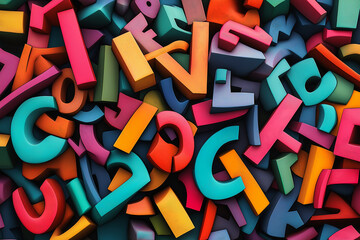 Fototapeta premium Colorful alphabet letters background. Concept of education, literacy, and communication.