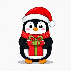 Cute Christmas Penguin Character Design Illustration
