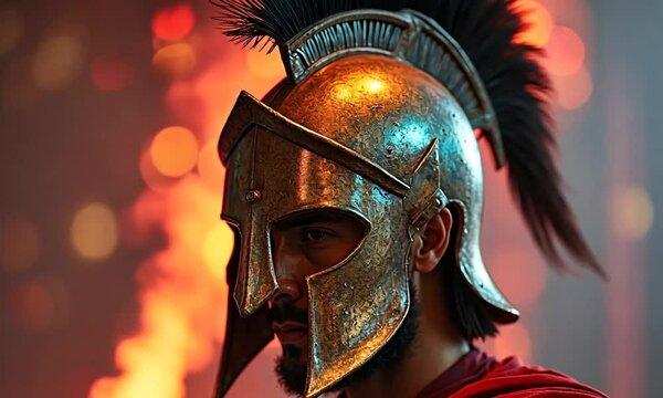 Spartan warrior in full battle stance