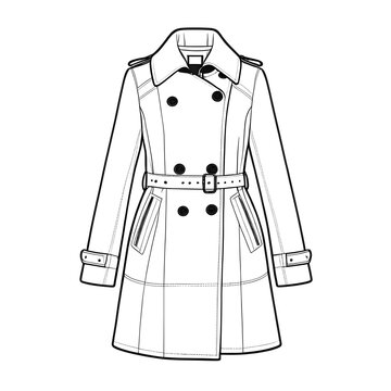 clothes technical drawing, showcasing a classic blank mock-up template for design tech packs and CAD applications.
