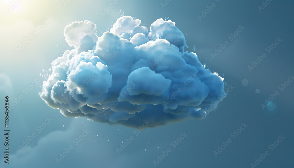 Aufkleber digital rendering of a cumulus cloud with rain