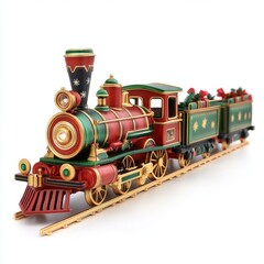 Christmas train toy isolated on white background