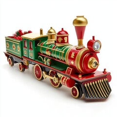Christmas train toy isolated on white background
