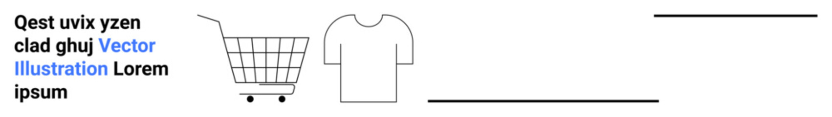 Shopping cart, T-shirt, and text elements representing online shopping. Ideal for e-commerce, retail, digital marketing, promotions, product showcases, web banners, and advertisements. Banner