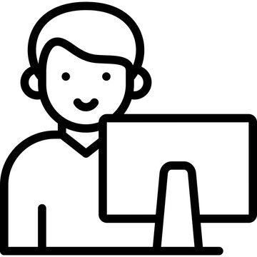 man working computer black outline clip art preview