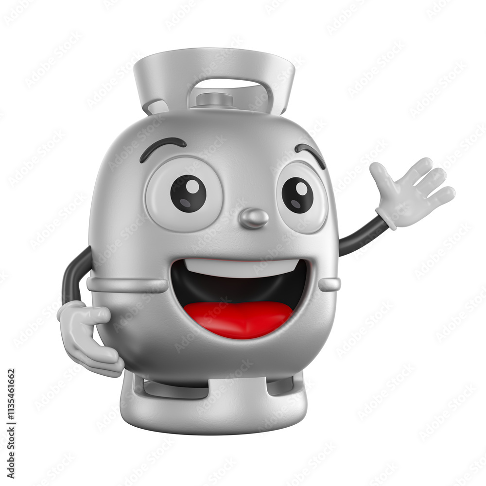 Wall mural cheerful gas cylinder character front view 3d render with transparent background