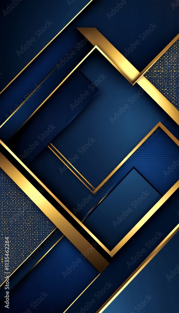 Aufkleber abstract blue geometric lines and golden triangle patterns for elegant design presentations