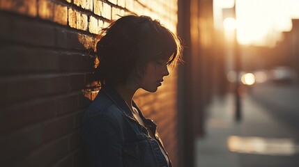 Woman Crying in Alley at Golden Hour Lighting