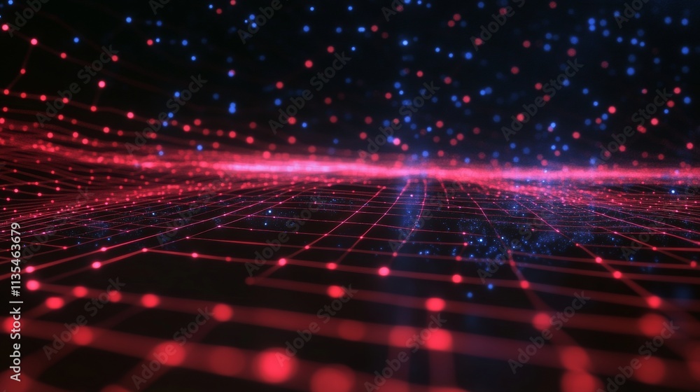 Poster sleek and modern abstract background featuring red and black lines in a dynamic virtual space