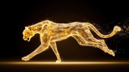 Golden Cheetah Galloping with Fluid Energy and Power in Abstract Splash