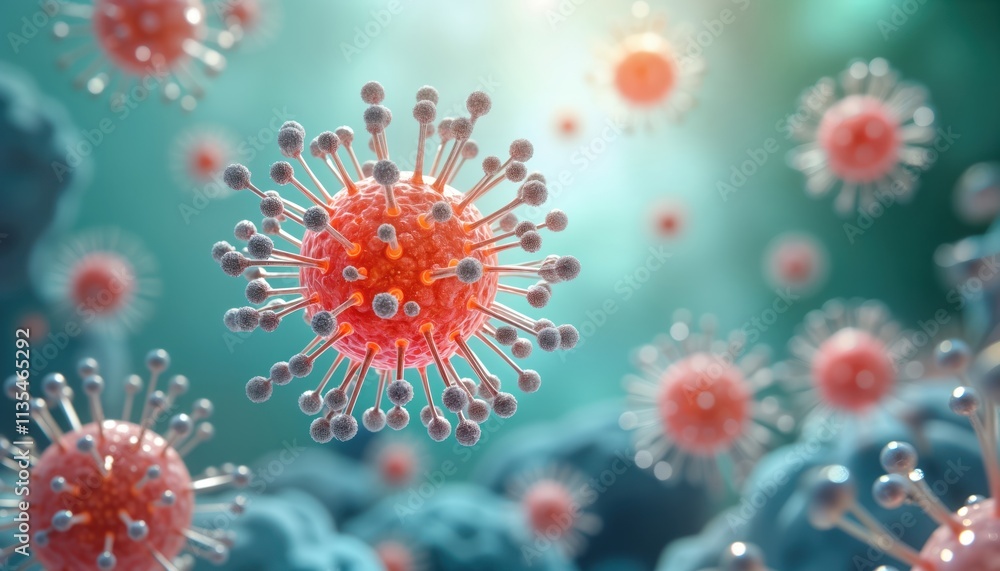 Leinwandbilder microscopic view of viruses. viruses group of infectious agents. medical illustration of cellular st