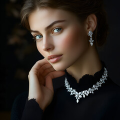 Obraz premium Elegant woman with beautiful jewelry