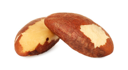 Two tasty Brazil nuts isolated on white