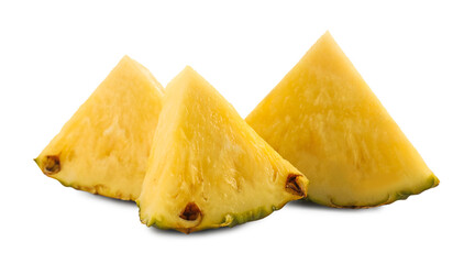 Pieces of juicy pineapple isolated on white