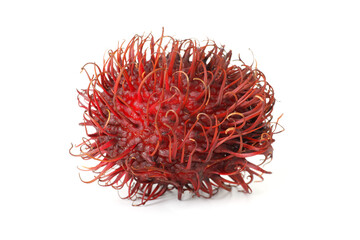 Delicious ripe rambutan isolated on white. Exotic fruit