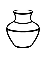Vase - pottery folk product. Vase - a vector linear picture for coloring. Traditional dishes. Outline.	
