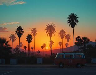 vintage sunset on the beach