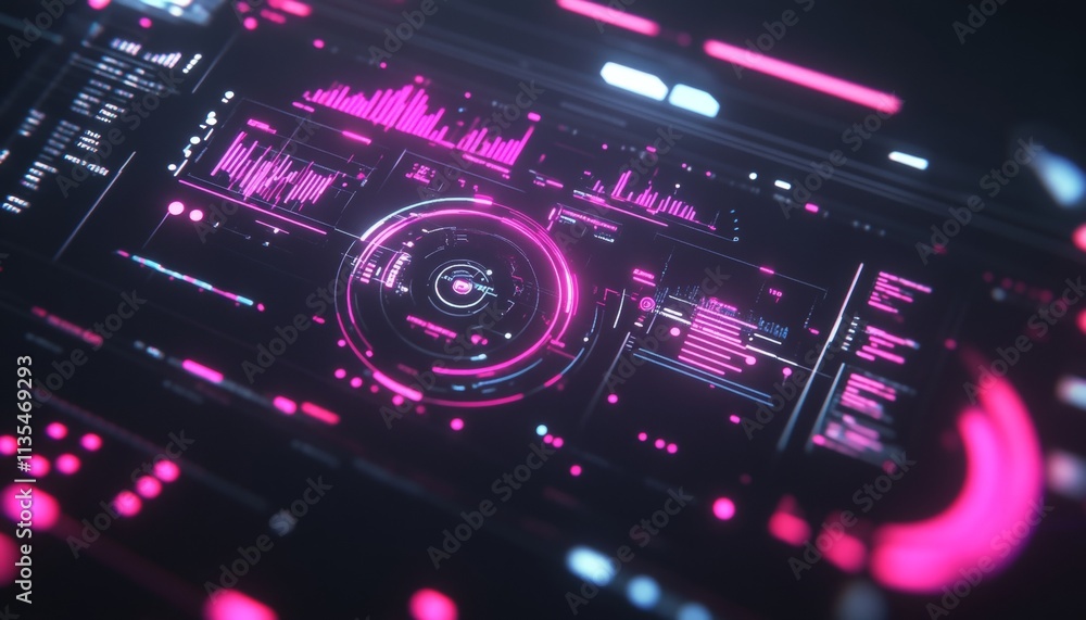 Poster futuristic digital data visualization holographic charts and graphs on an advanced screen
