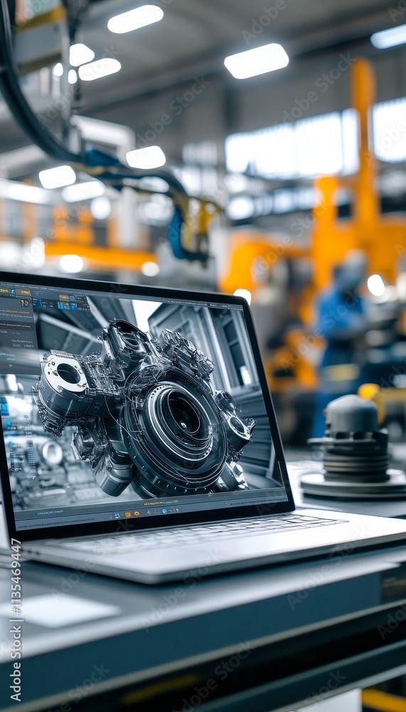 Poster engine modeling with digital twin technology in automotive design at an industrial factory