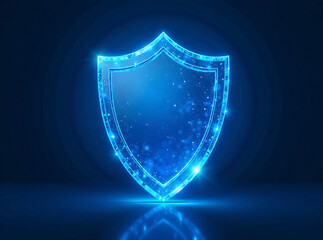 A 3D crystal blue security shield with a luminous style