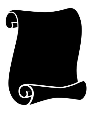 recommend clip art: Scroll, sheet of paper or papyrus - vector black silhouette for logo or pictogram. Scroll of parchment - sign or icon	