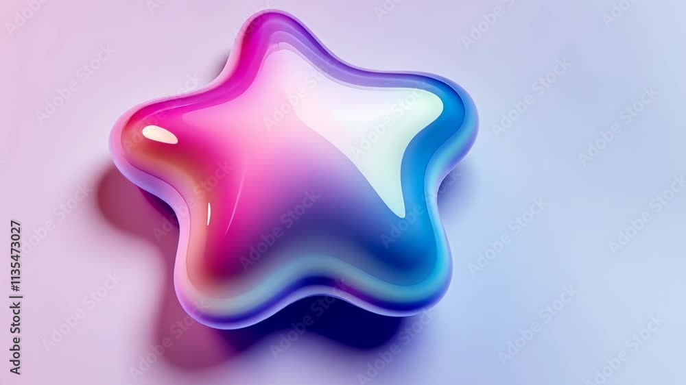 Poster colorful star-shaped object with a glossy finish on a soft background