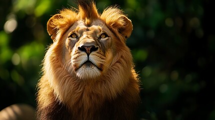 Fototapeta premium Majestic Lion King in the Wild. Powerful and regal animal portrait.