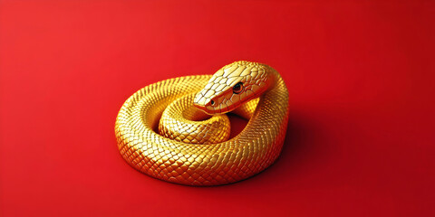Fototapeta premium snake on a red background, ai generated.