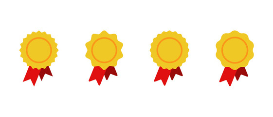 Gold award ribbon icon in flat design. Medal badge sign symbol