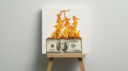 Burning Money Canvas Art - Financial Crisis | Conceptual imagery