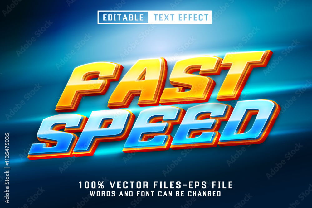 Poster fast speed 3d text effect. editable text effect premium vectors