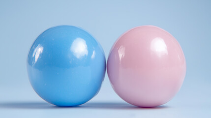 Pair of Light Blue and Light Pink Spheres