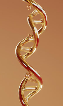 Digital Rendering of Amber DNA Helix with Translucent Spheres