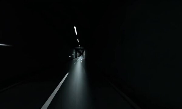 crossing a tunel road with beautiful neon lights