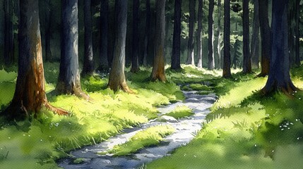 Obraz premium Sunlit Forest Path