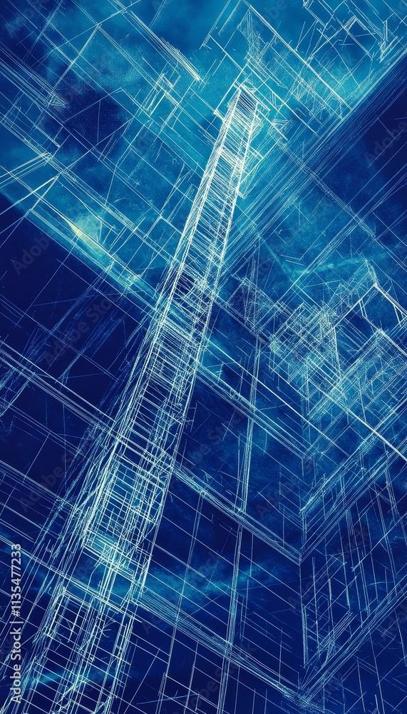 Poster blueprint photo effect for construction, architecture, engineering, and design concepts background