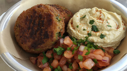 Studio Shot of Falafel and Hummus - Savory Middle Eastern Delights in Focus