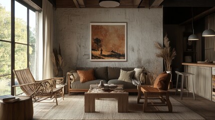 Rustic Living Room Interior Design: Earthy Tones and Natural Light