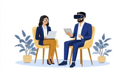 Virtual Reality Business Meeting Illustration | Metaverse