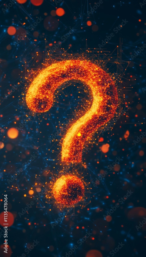 Aufkleber illuminated digital question mark represents the curious nature of ai and blockchain innovation