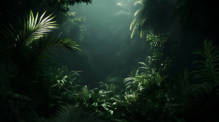 Dense tropical forest under the cover of darkness