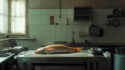 Studio Shot of Fish in Kitchen - Fresh and Ready for Culinary Creations