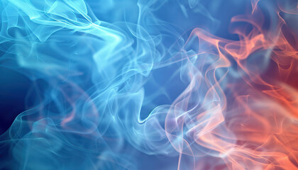 Abstract Image of Blue and Orange-Red Swirling Smoke